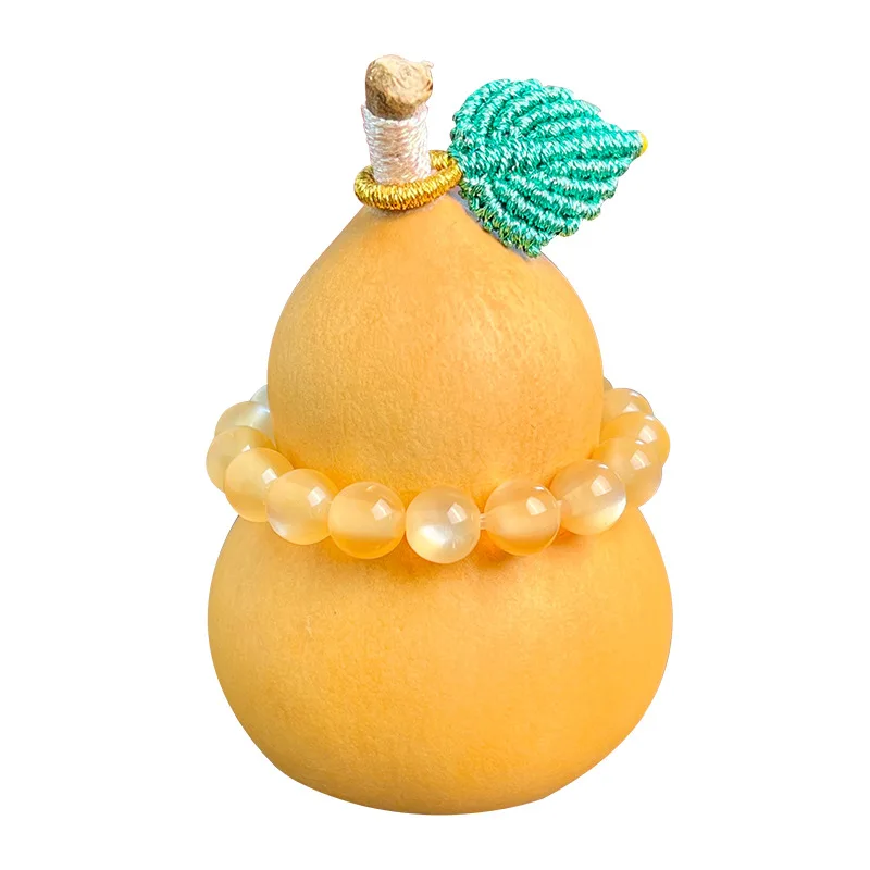 Natural Mini Gourd Handheld Piece with Dragon Head Twisting Playable Pendant Car Home Decor Gifts