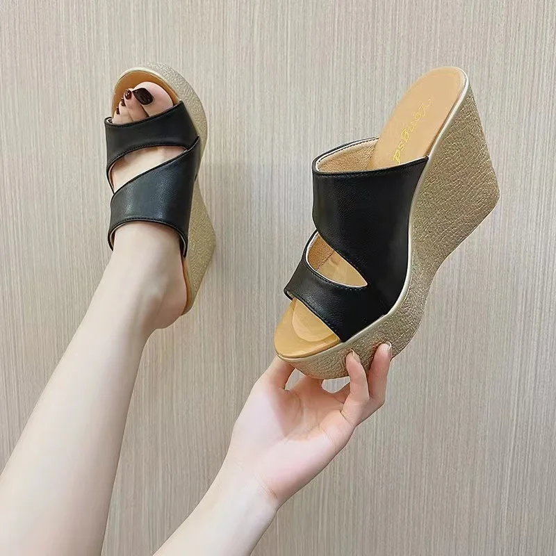 2022 New Women Platform Sandals Wedge High Heels Summer Shoes Casual Comfortable Beach Shoes Woman Sandals Slip on Women\'s Shoes