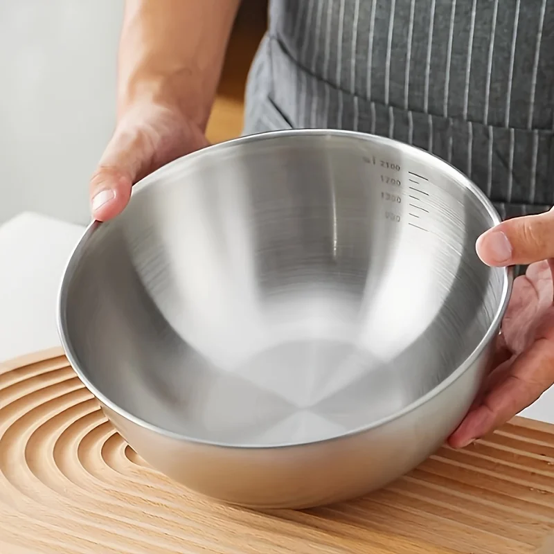 3pcs Set of Stainless Steel Mixing Bowls with Measuring Marks, Perfect for Cooking, Baking, Preparation, and Household Use