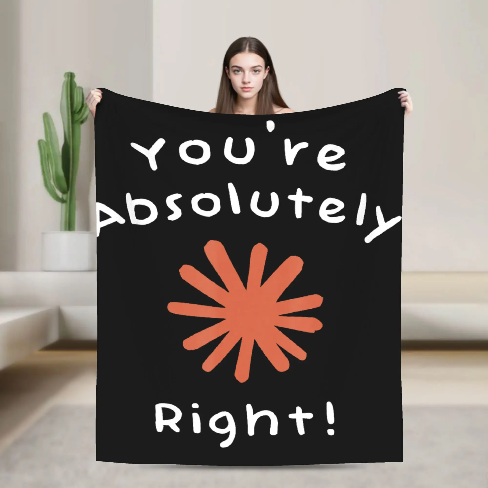 Super Soft Claude Code You're Absolutely Right  Throw Blanket Premium Flannel Fleece Lightweight  Bed Blanket Cozy Warm Blankets