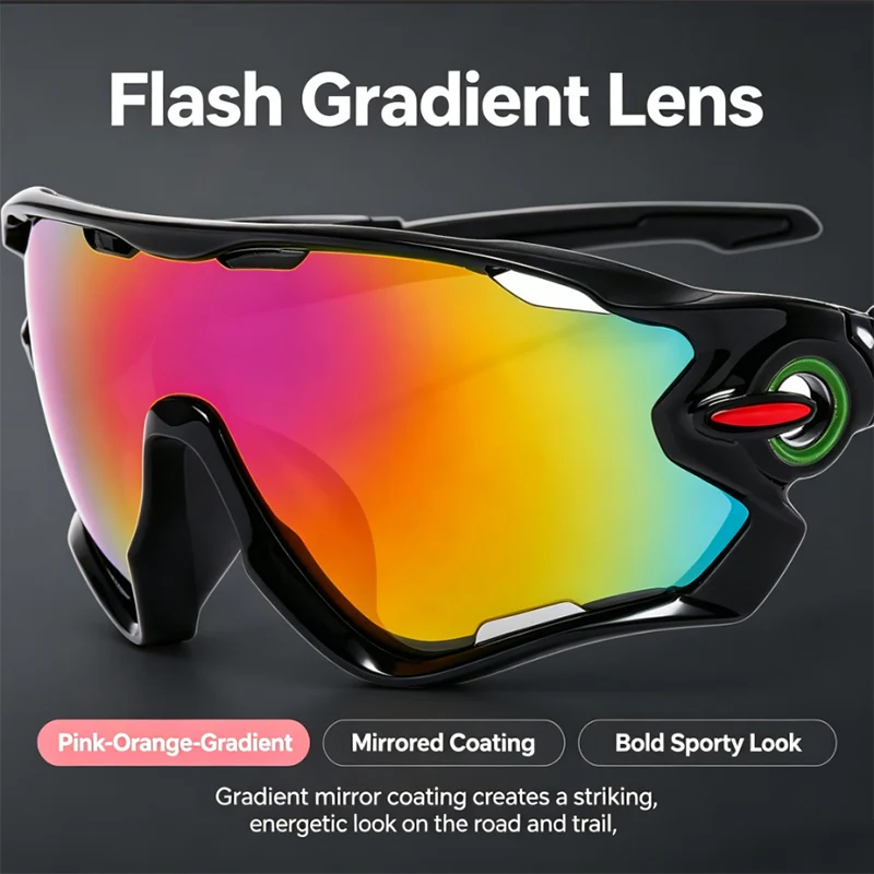 Sport Cycling Sunglasses Men Women Flash Gradient Lens UV Protection Trendy Outdoor Racing Shades