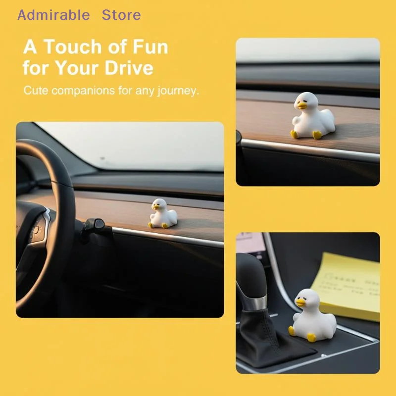 [W]Cute Mini Duck Figurines Car Dashboard Accessories Fun Animal Car Decor