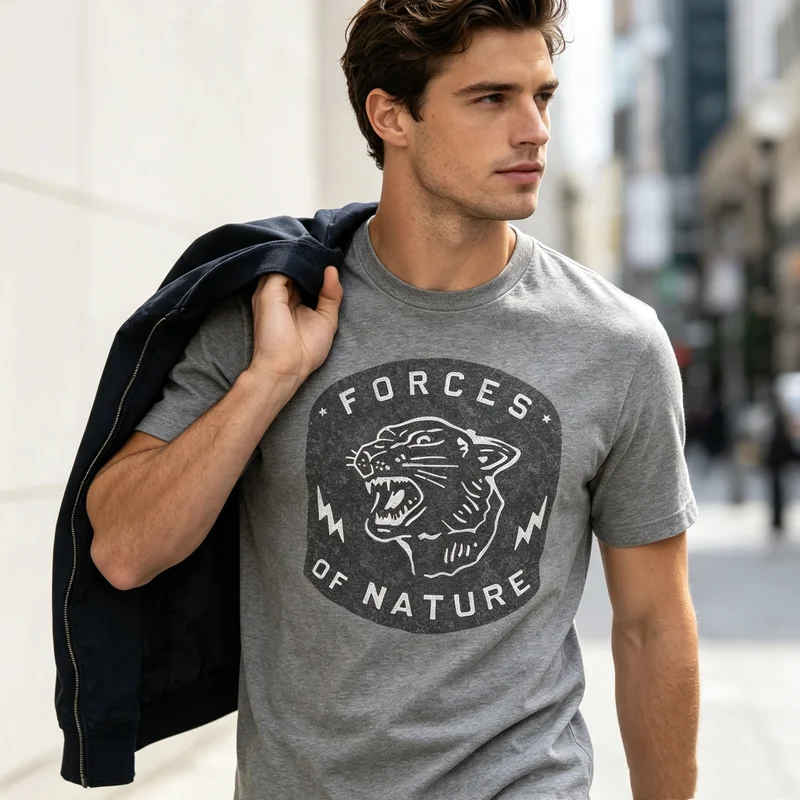 Retro Black Panther Lightning T Shirt Distressed Forces Of Nature Letter Print Breathable Cotton Short Sleeve Fashion Casual Top