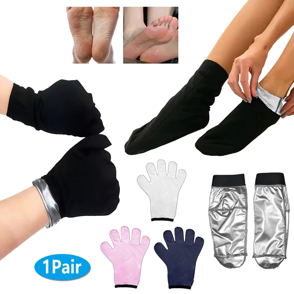 1 Paar Sauna-Schweißhandschuhe/Socken für trockene Hände, Fußschlafen, feuchtigkeitsspendende Handschuhe, Handfeuchtigkeitscreme-Handschuhe für trockene Hände über Nacht