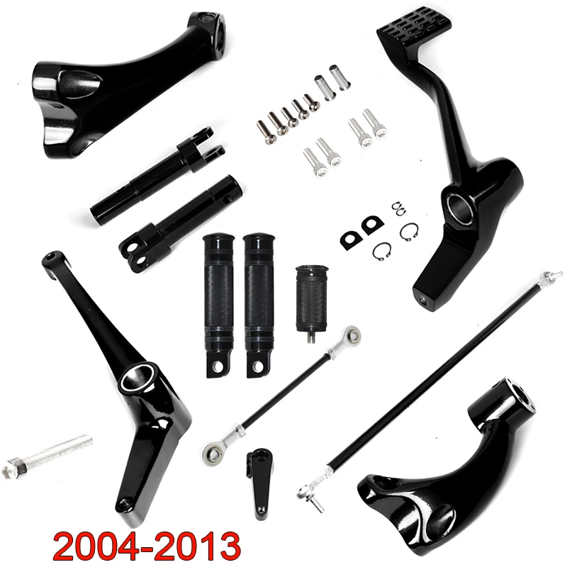 

Motorcycle Black Forward Control Linkage Lever With Footpegs For Harley 2004-2013 Sportster XL 883 1200