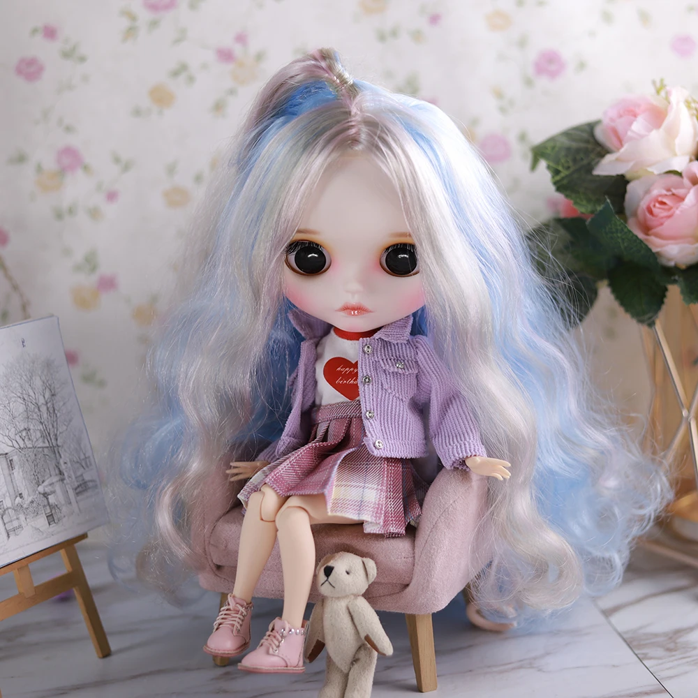 

ICY DBS Blythe doll sleepy eyes, matte face，colorful hair nude doll and set doll joint body the gift for boy girl