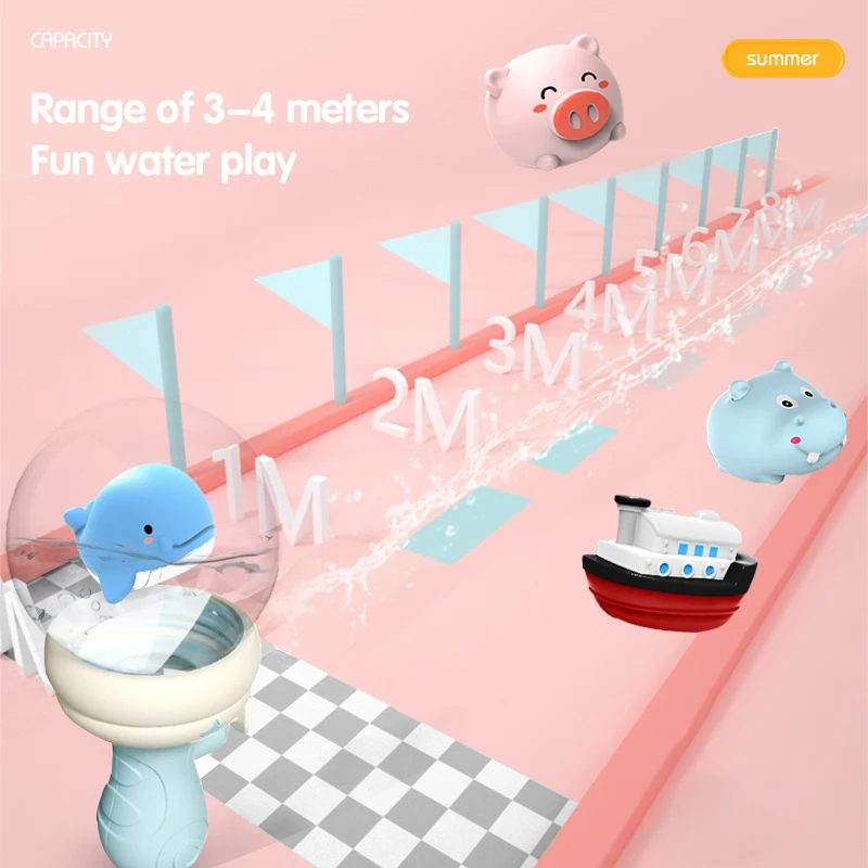 Water Gun Light Spray Machine Cartoon Bath Splashing Toys for Boys Kids Summer Outdoor Swimming Party Toy Children's Day Gifts