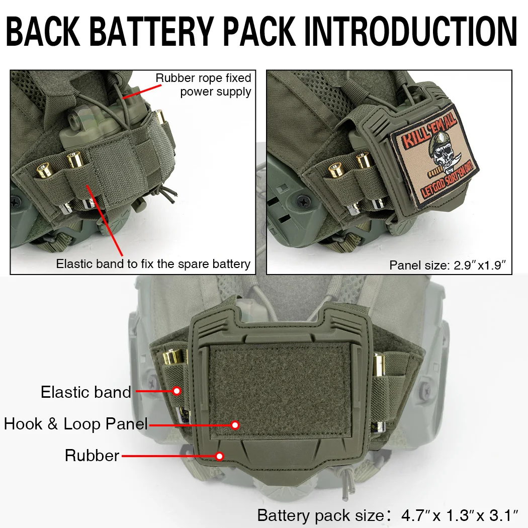 IDOGEAR-Capa Capacete Tático para Capacete Marítimo, Bateria Pouch, Acessórios de Caça, 3812, NVG