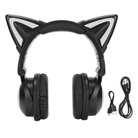 Cat Ear Bluetooth Headset Stereo Headset with Microphone LED Cute Cat Headset for Girls Children Cat Ears Headphones
