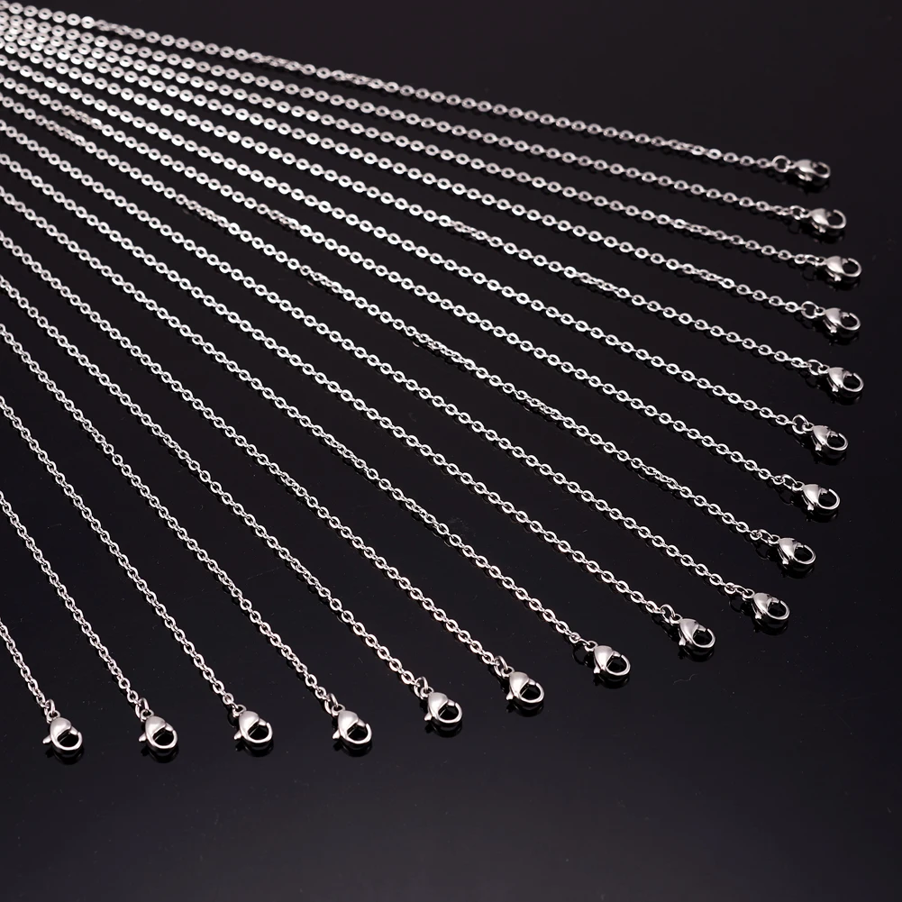 

20pcs 45cm 304 Stainless Steel Cable Link Chains with Lobster Clasps for DIY Necklaces Chokers Jewelry Making Accessories