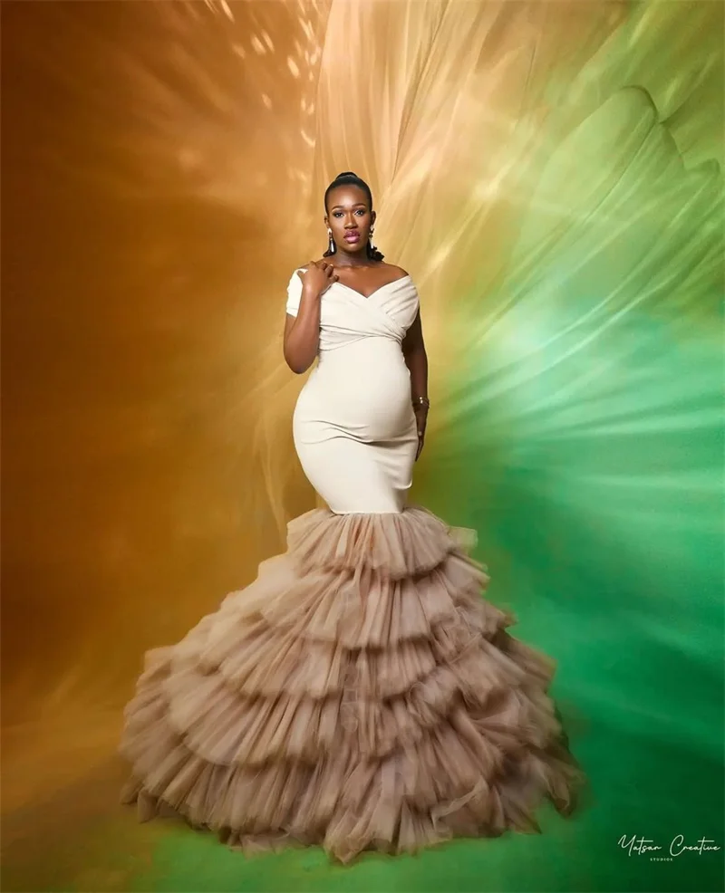 Luxury Woman Wedding Sleepwear Maternity Prom Dress Sexy V Neck Pregnancy Bridal Robes Evening Gown Autumn Fall Customized