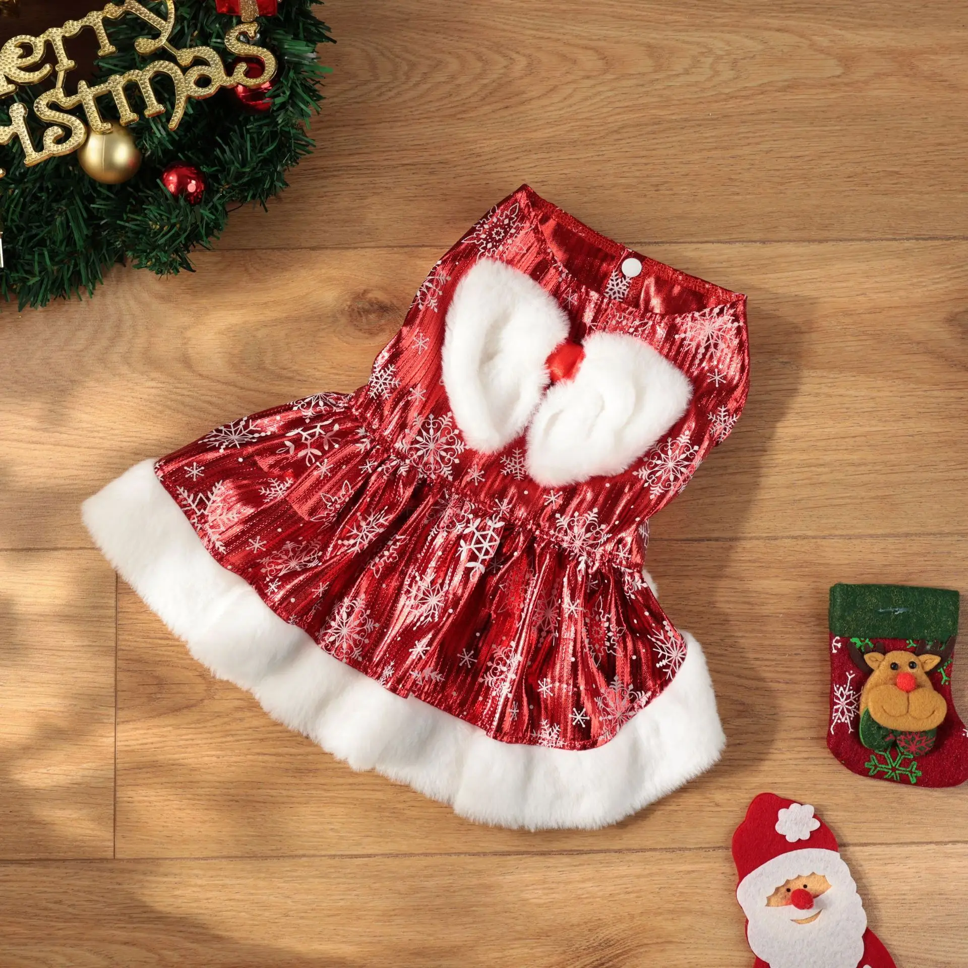 

Christmas Limited Hairless Cat Princess Dress + Pet Christmas Outfit Snowflake Embroidery Small And Medium Dog Pet Coat