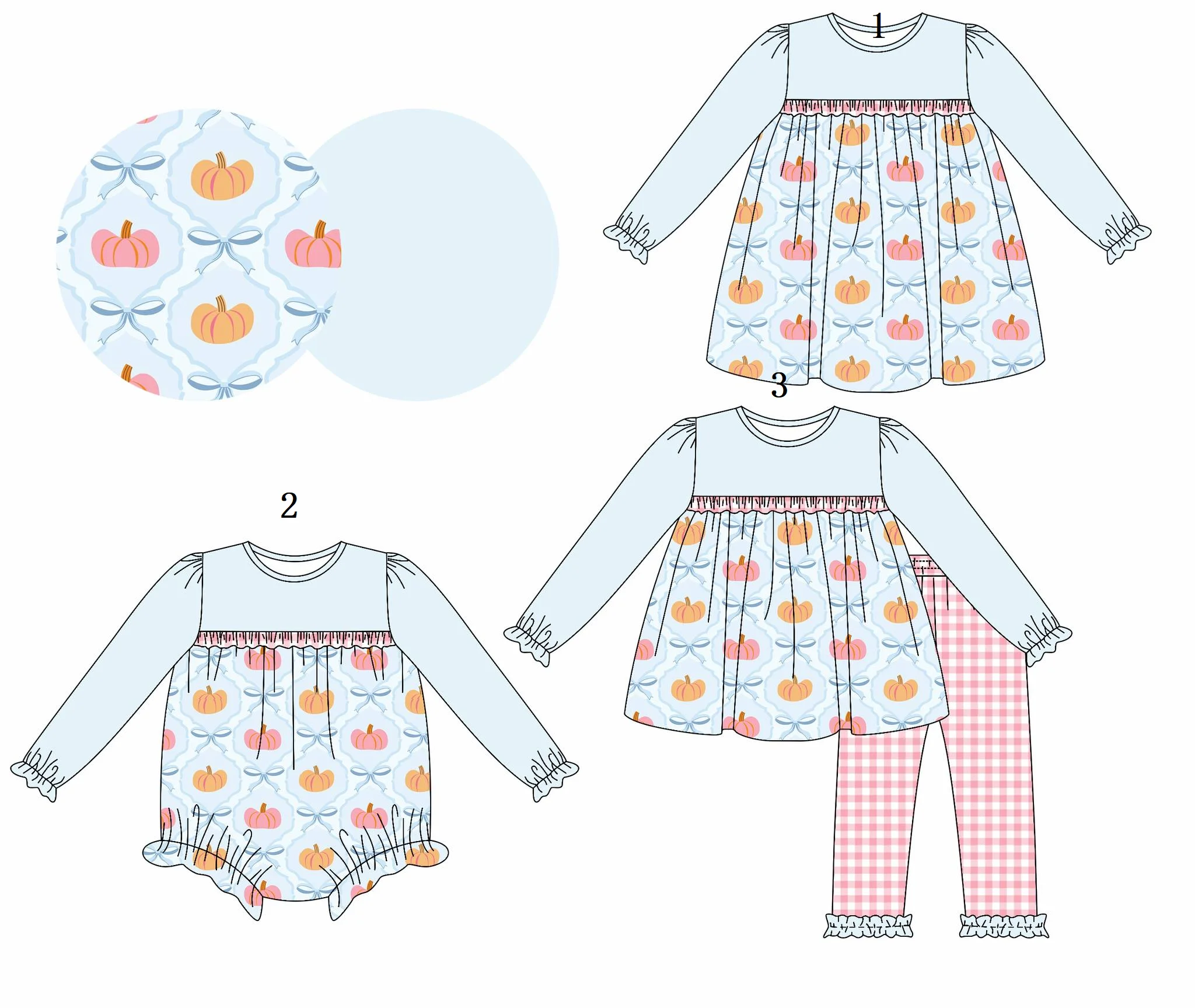 

Boutique Thanksgiving Little Girls Clothes Matching 3-Piece Sets Girls Outfit Sets Girls Dresses Girls Long Sleeve Bodysuit Pump