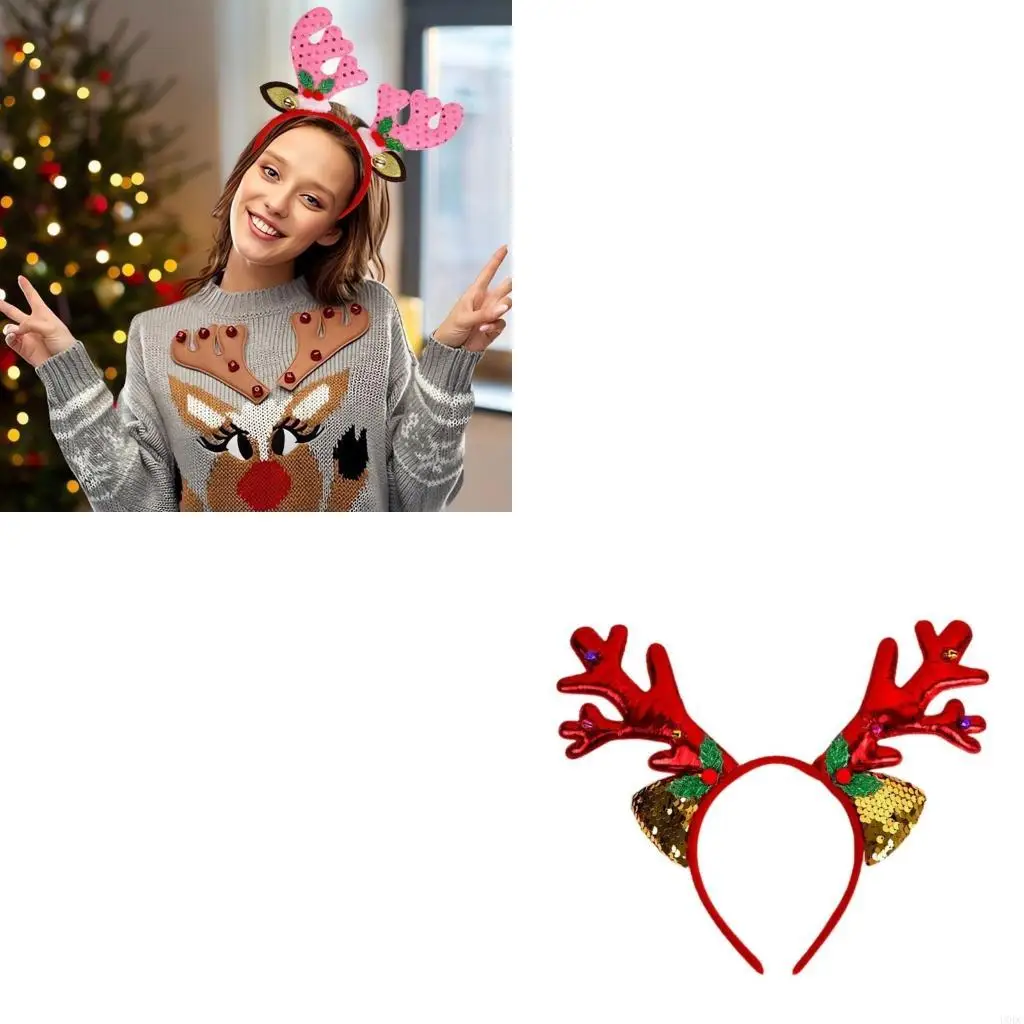 

Christmas Theme Headband Festival Props Reindeer Hairhoop Holiday Party Supply Y166