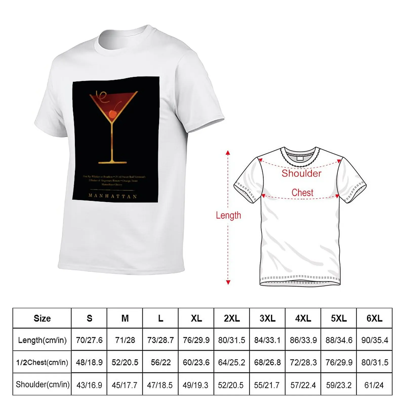 New Manhattan - Cocktail - Classic Cocktails Series - Black and Gold - Modern, Minimal Decor T-Shirt