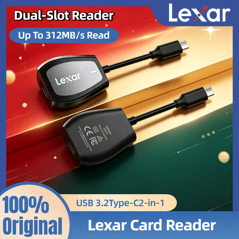 

for Laptop Desktop Professional Lexar USB 3.2 Type-C Dual-Slot Reader Supports SD and microSD UHS-II Cards Up To 312MB/s Read