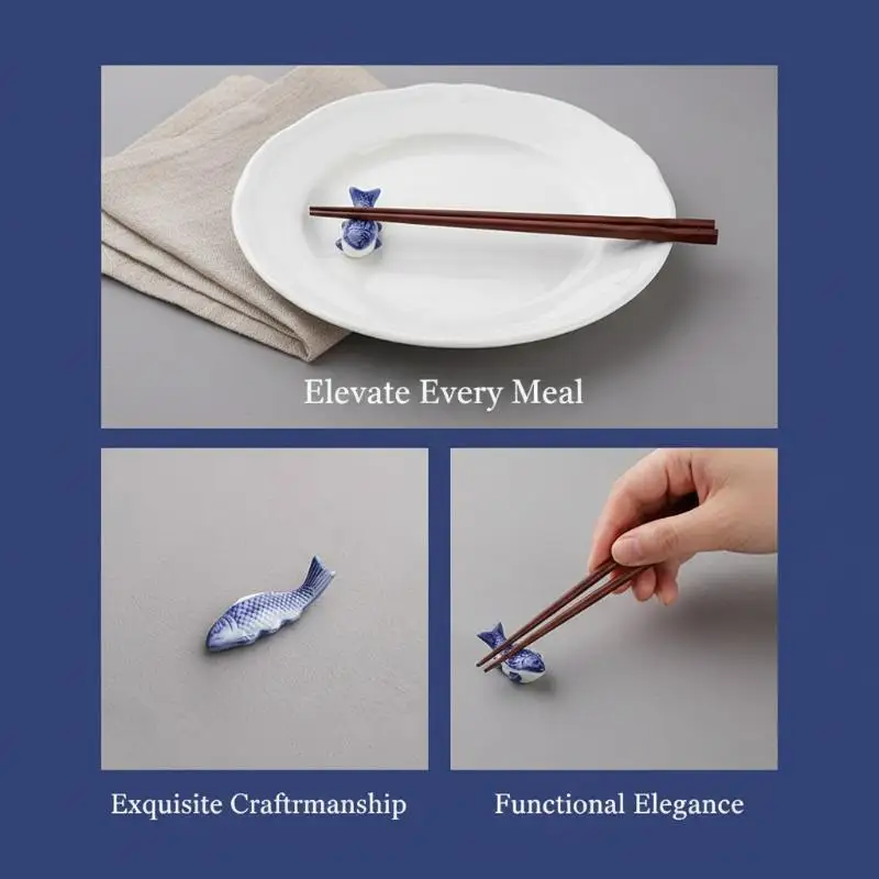 Cute Ceramic Chopstick Holder Decorative Vivid Ornament Reusable Chopstick Rest for Home Dinner Party Desktop Decor Gift