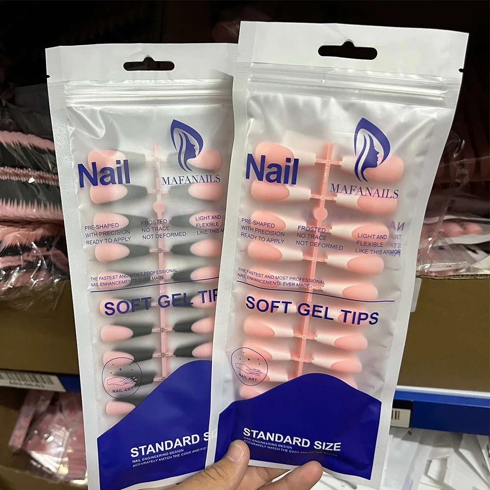 120/150Pcs Black Edge Long French False Nail Acrylic Full Cover Ballerina Fake Nails Coffin Press on Nail For Manicure Extension