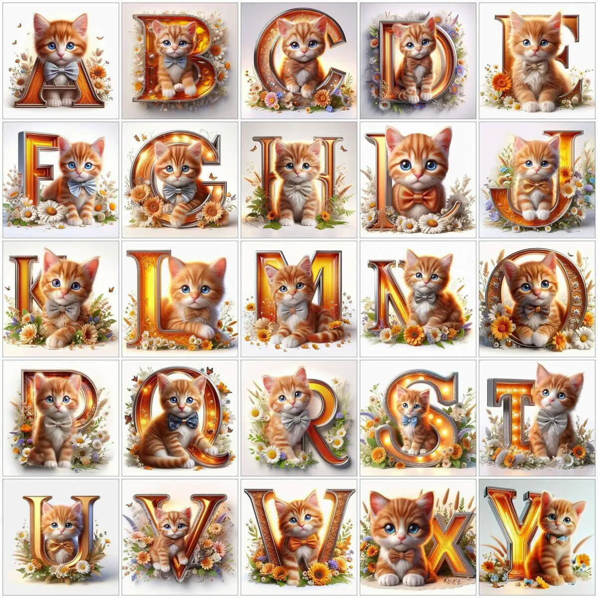 EverShine Diamant-Gemälde, Tier, Katze, 26 Buchstaben, handgefertigte Kunst, Diamant-Stickerei, Alphabet, DIY-Set, Mosaik, Blumen-Wanddekorationen