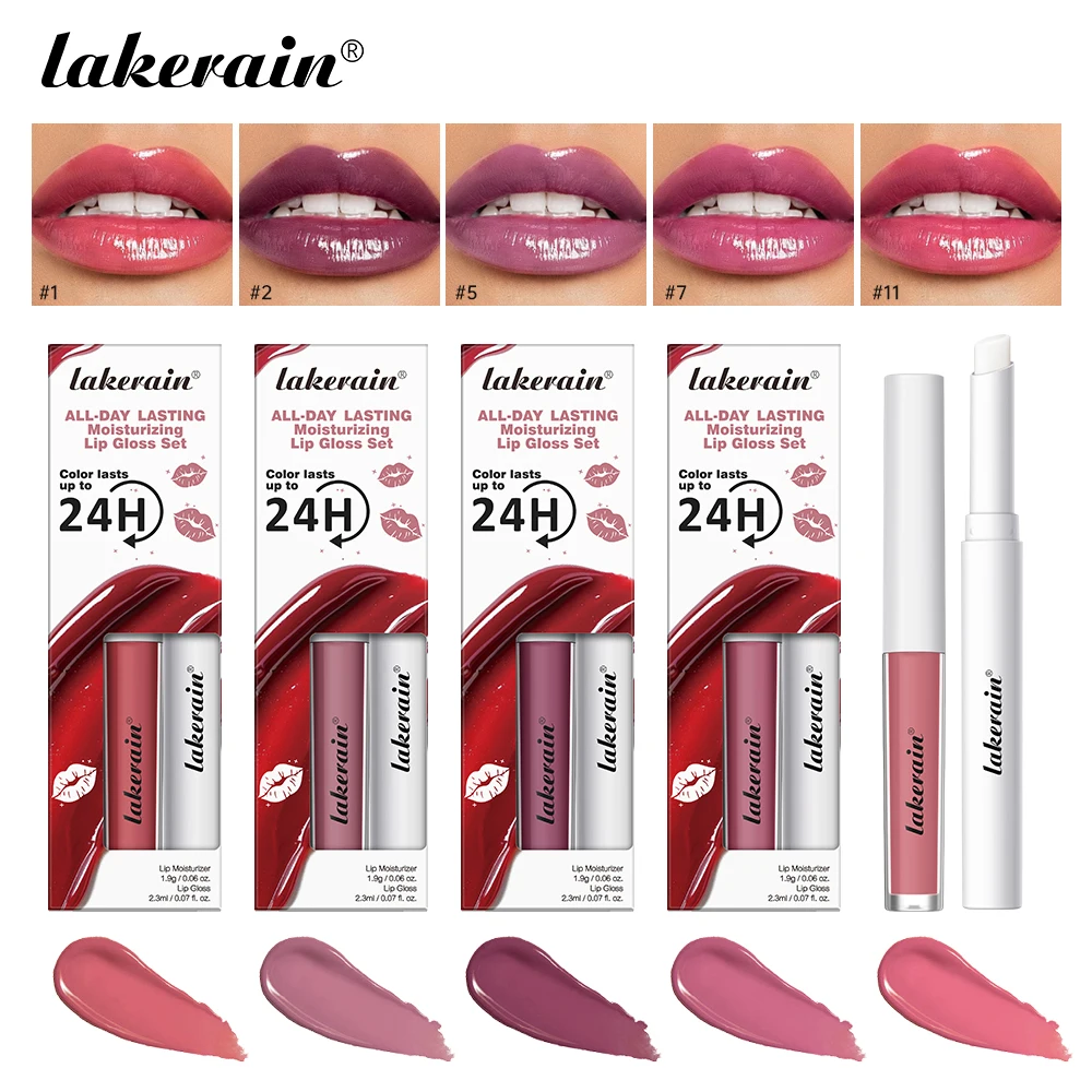 Hydraterende lipgloss 2-in-1 set Matte make-upeffect Langdurig Hydraterend Waterdicht Zweetbestendig Gladde natuurlijke liphuid