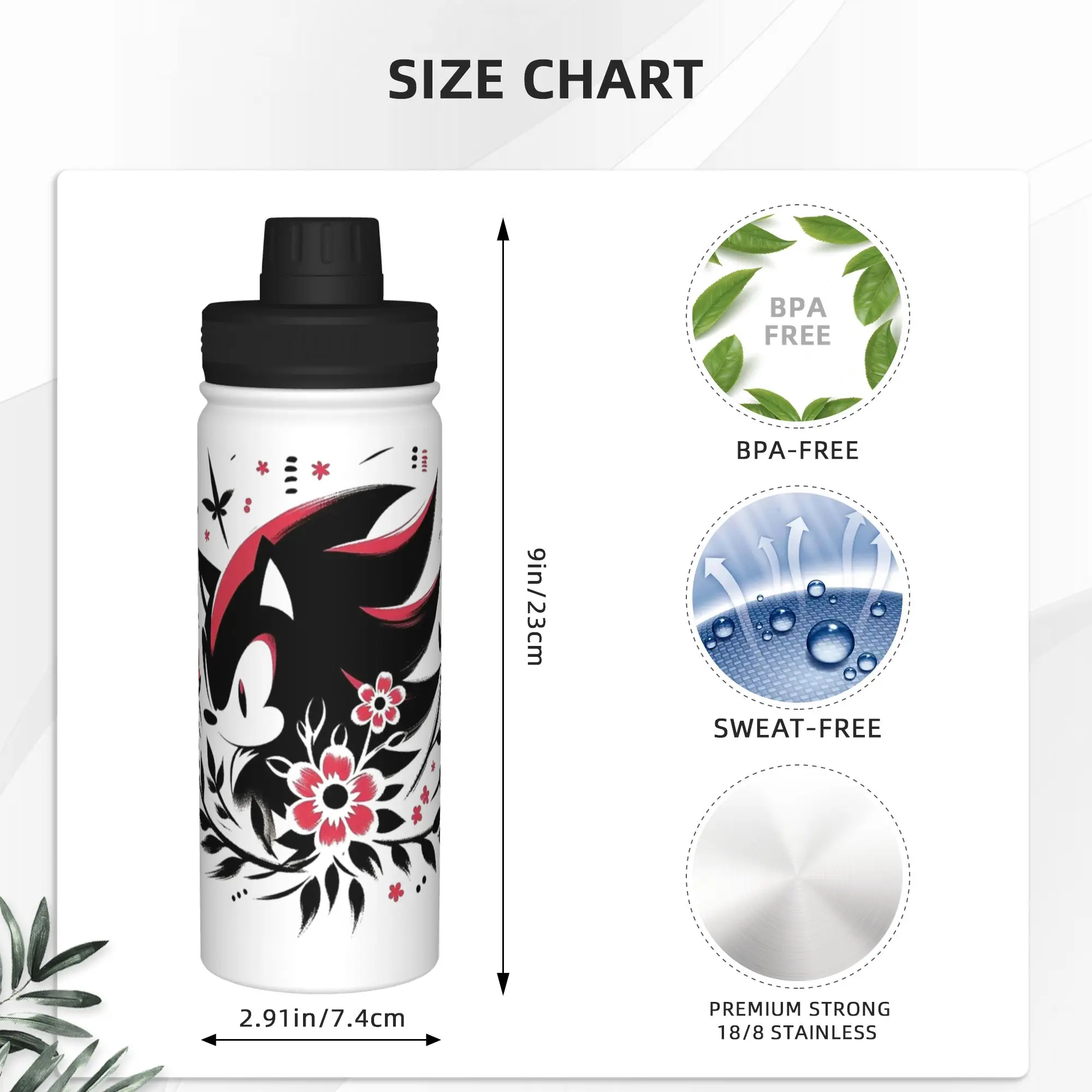 Shadow The Hedgehogs 18OZ Sports Insulated Kettle Coffee Cups Vacuum Flask Outdoor Mug Hot Cold Drink view 4