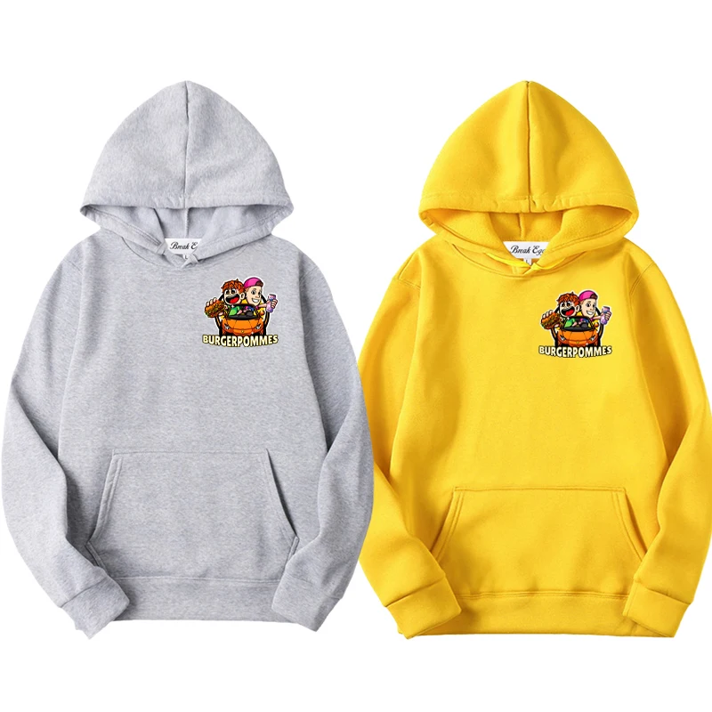 

Burgerpommes Icrimax Graphics Women Men Hoodie Polyester Cool Cute Pullover Pockets Thin Loose Autumn Sweater