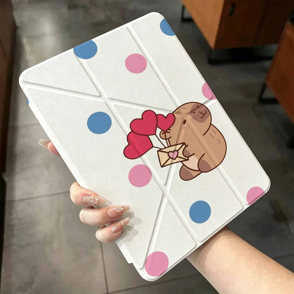 Polka Dots Capybara For iPad mini Air Pro 13 12.9 11 10.9 10.5 10.2 9.7 8.3 7.9 inch 5 6 7 8 th Pen slot Tablet Case