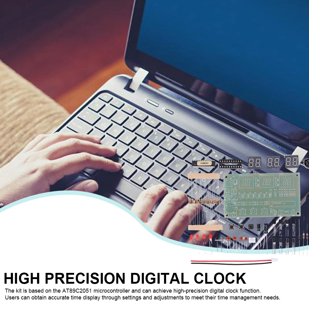 디지털 LED 디스플레이 전자 부품, 디지털 시계 DIY 키트, 7-12 V 전자 시계 생산 수트, 6 비트, AT89C2051