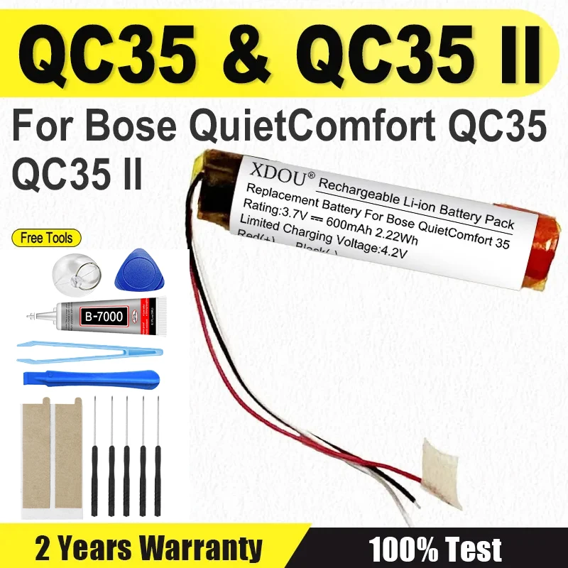 Battery For Bose QuietComfort QC35 & QC35 II Accumulator 3.7V 600mAh Li-Polymer Replacement Bateria 3-wire + TOOL