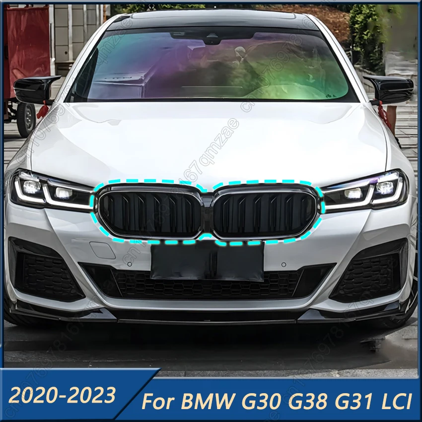 

LED Racing Grill Gloss Black Front Bumper Kidney Grill Grilles For BMW 5 Series G30 G31 G38 Facelift LCI 2020-2023 Car Styling