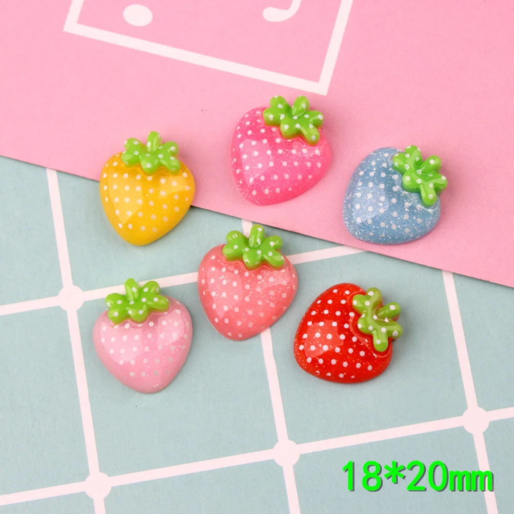

25Pcs Resin Strawberry Accessories DIY Transparent Fruit Patches for Crafts Making Phone Case Decor School