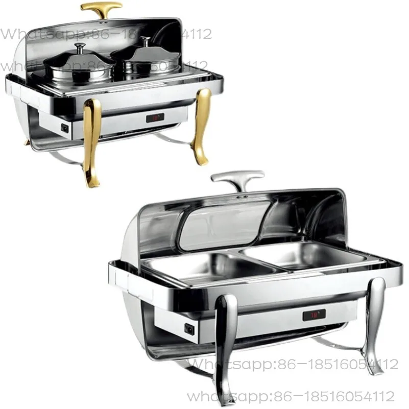 Stainless Steel Rectangular Electric Heating Buffet Stove Hotel Full Clamshell Breakfast Insulation Stove
