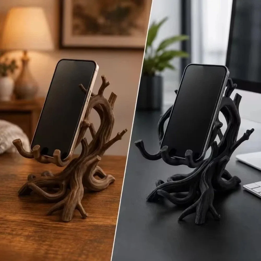 3D Printed Tree Root Phone Stand Curved Branch Minimalist Artistic Branch Display Rack Decorative Base Vintage Photo Card Holder