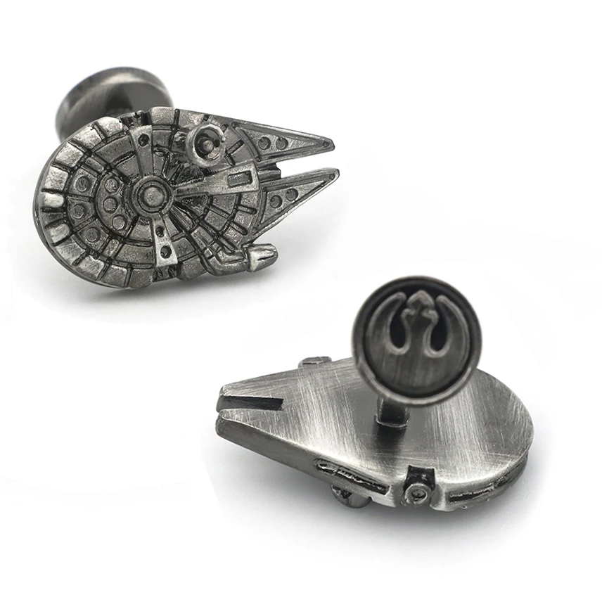 Vintage Movie Star Spacecraft Cufflinks For Men Quality Copper Material Gunblack Color Cuff Links Wholesale&retail