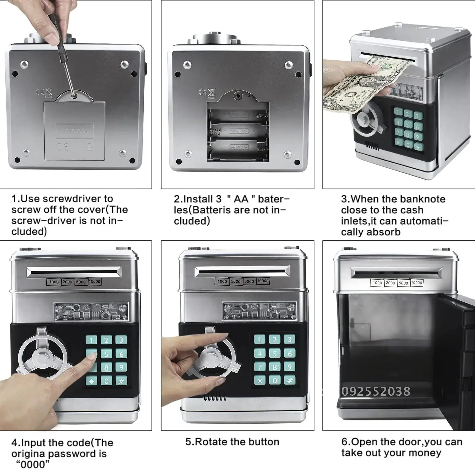 Piggy Bank for Boys Money Electronic Coin Girls, Bank with Money ATM Scroll Saving Protection, Bank Paper Password Box Saving