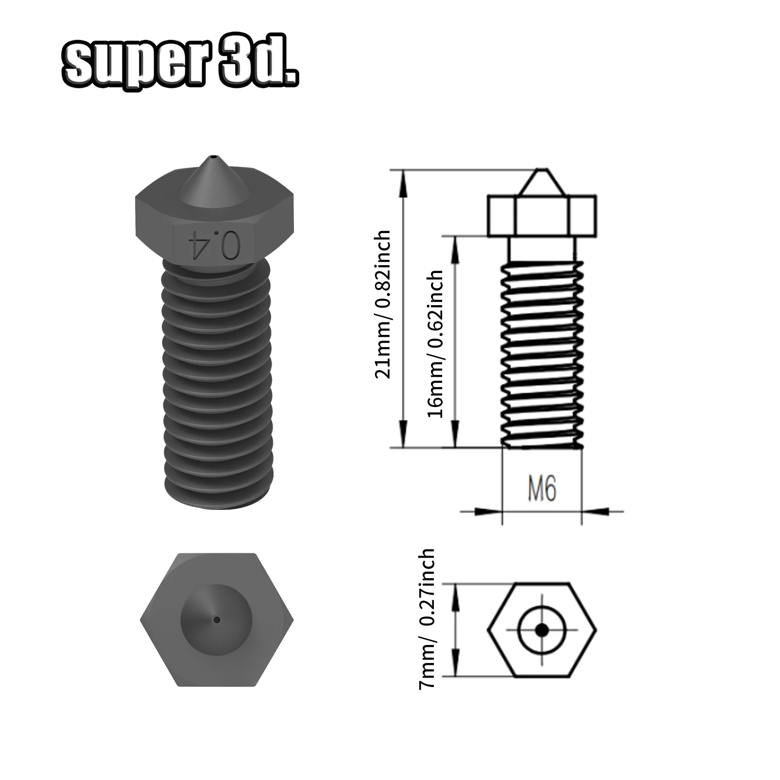 CHT Volcano Hardened Steel Nozzle 3D Printer High Flow CHT Clone 500° Nozzles Volcano for Ender 3 Artillery Vyper Hotend Parts