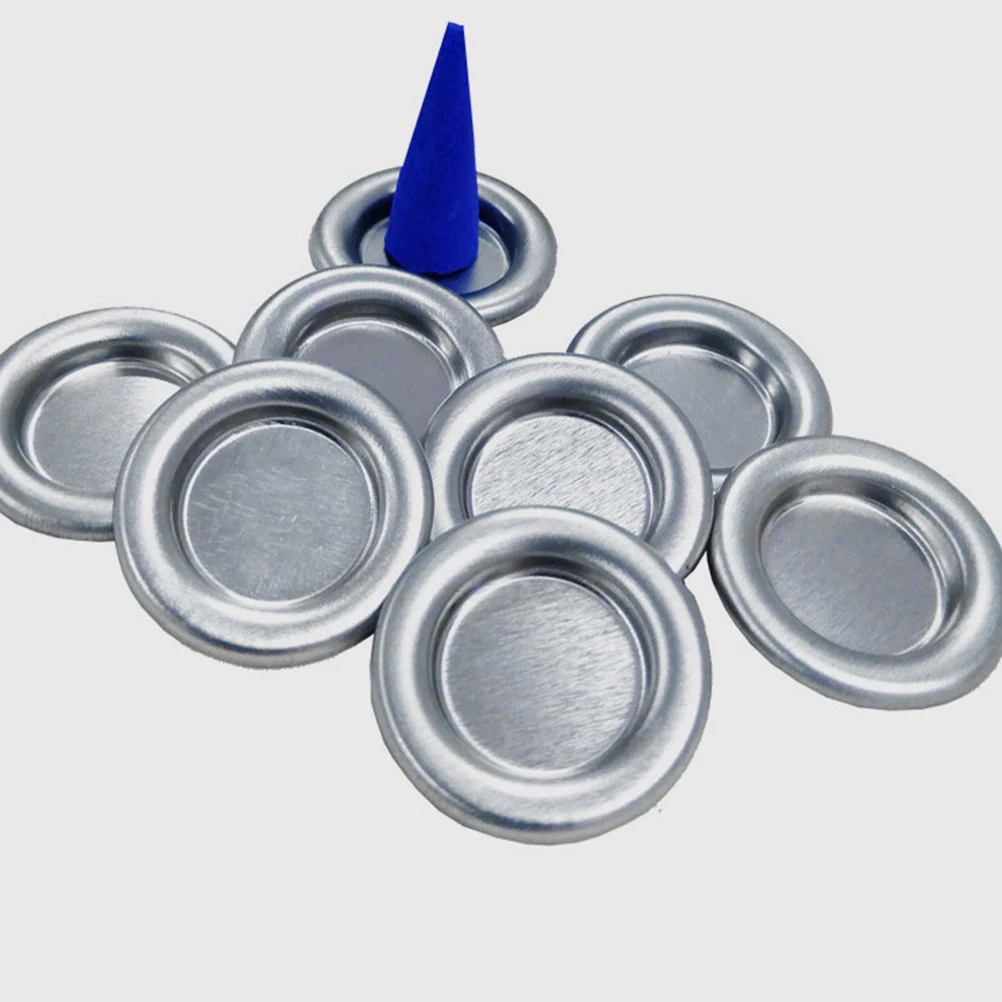 

150 Pcs Aroma Plate Stick Holder Tray Burner Holder Aluminum Alloy Censer Small Cone Plate Metal Decor