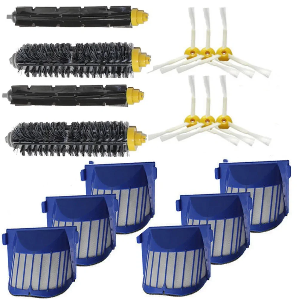 

New Aero Vac Filters & Bristle & Flexible Beater 3-aremed Brush Pack for iRobot Roomba 600 Series 610 620 630 650 660