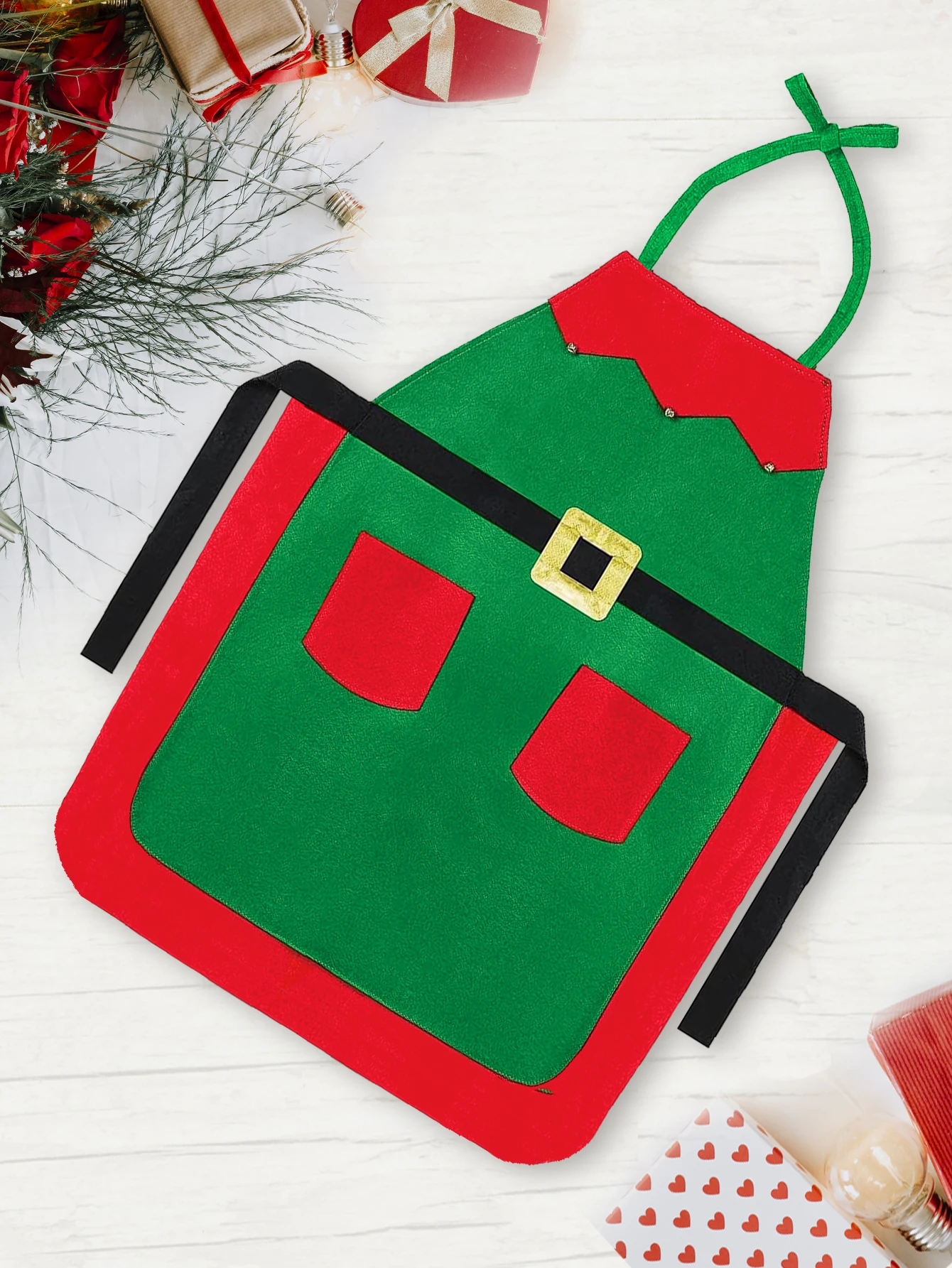 1pcs Christmas Aprons, Christmas Santa Claus Apron with 2 Pockets, Kitchen Cooking Aprons Kitchen Apron 54x72cm