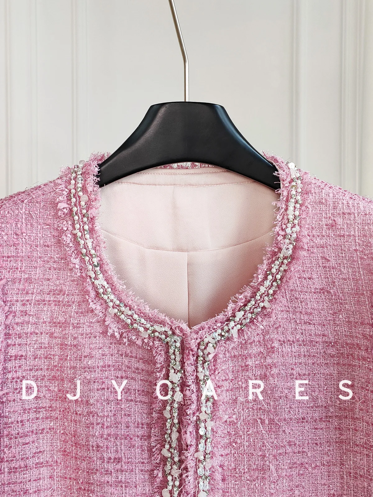 New Heavy duty handmade tassel nail bead short jacket pink top big  size