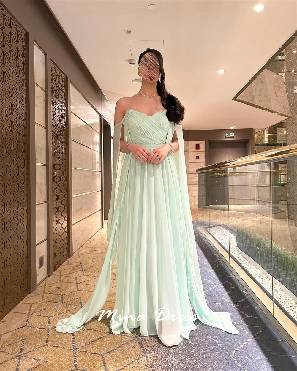 Mina Aangepaste avondjurk met V-hals Luxe elegante formele damesjurken voor speciale gelegenheden Ruglooze plooien Feest Vrouw Schoolfeest