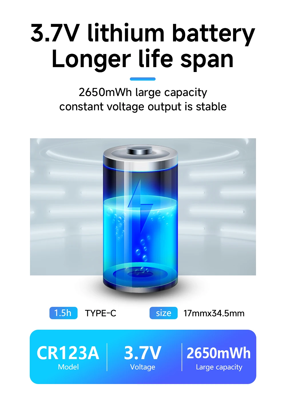 PALO 2-12PCS 2650mWh 3,7 V 16340 16350 Akku USB Lade RCR123 CR123 CR123A Li-Ion Batterien für LED Taschenlampe – Detail 3