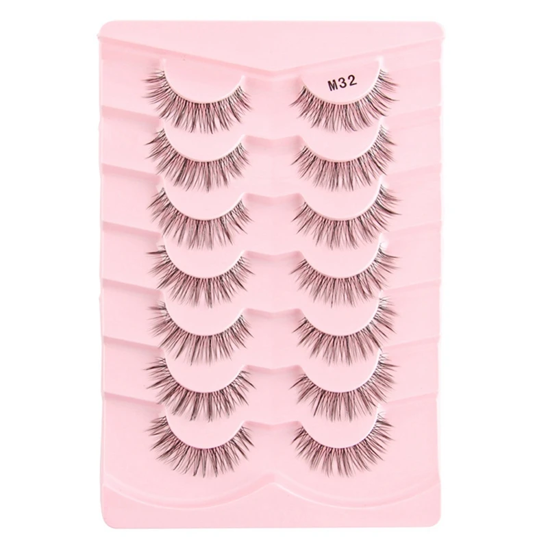 חצי eey lashes 7 זוגות ריסים שקופים גבעולים טבעיים ריסים ארוכים לשימוש חוזר ריסים מלאכותיים 3D ריסים