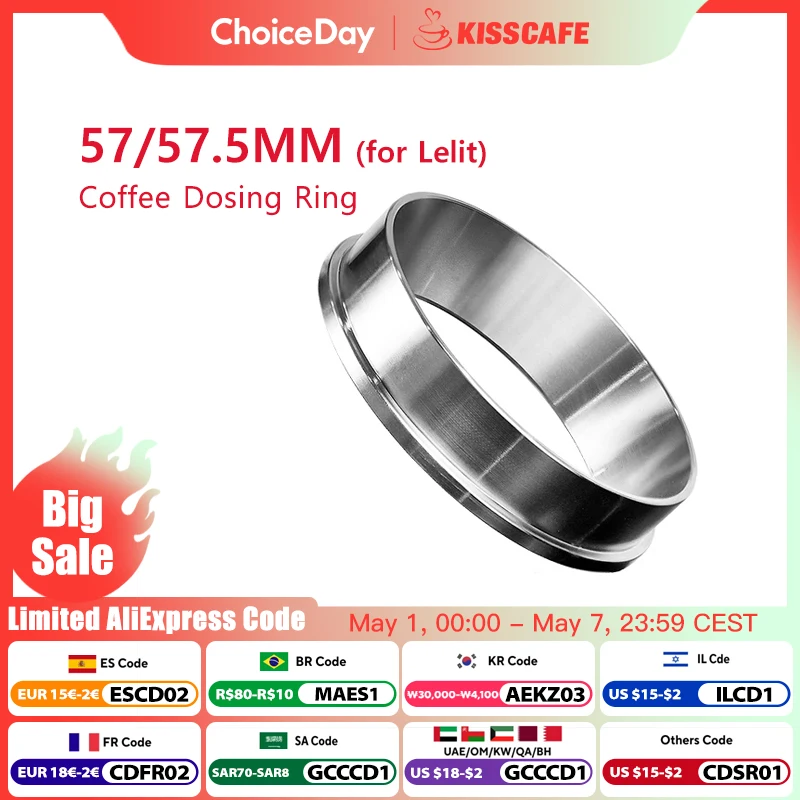 

57MM 57.5MM Coffee Dosing Ring 304 Stainless Steel For Lelit Funnel Portafilter Coffee Accessories Espresso Barista Tools