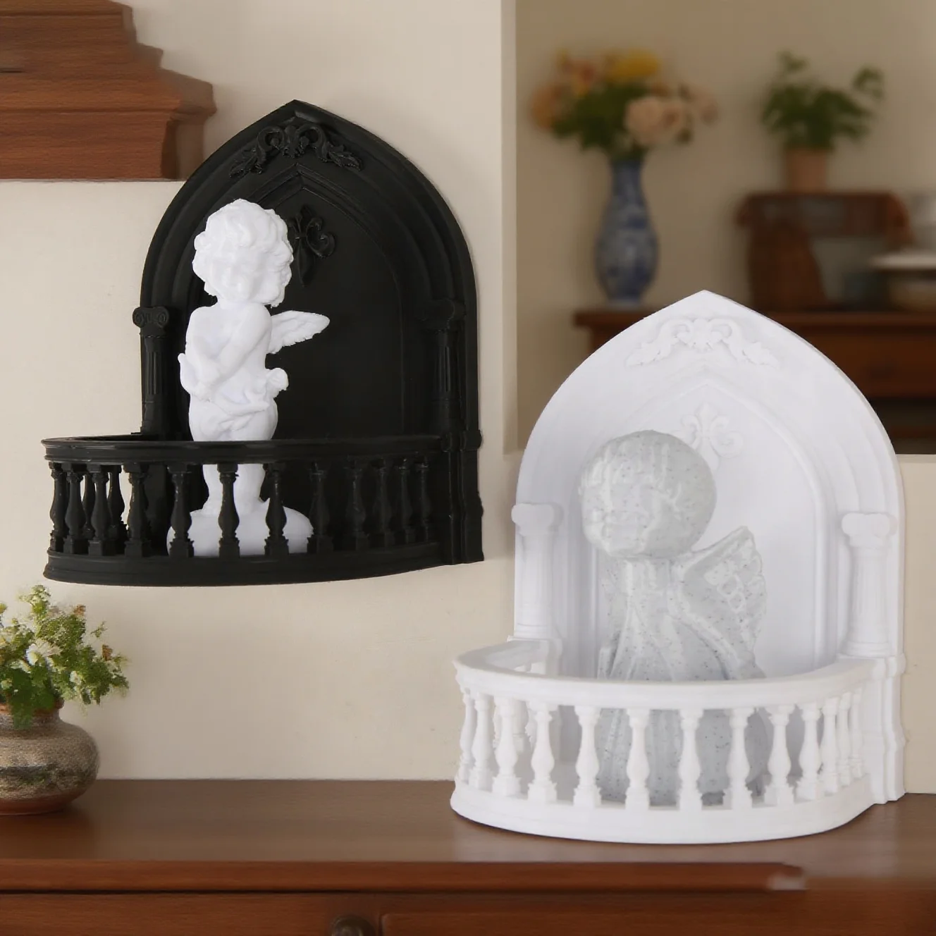 Grenzüberschreitender gotischer Engel, Balkonform, Wanddekoration, Ornament, geeignet für Retro-Fantasie-Stil, Heimdekoration, Scenari