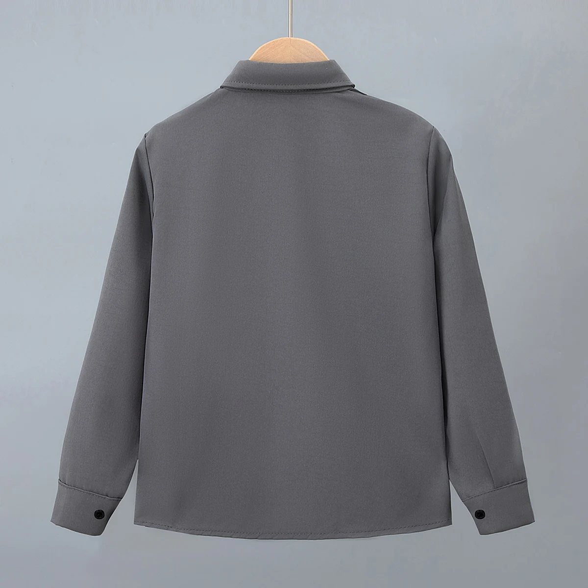 Neues Einfarbiges Freizeithemd für Kinder im Sommer und Herbst, Vielseitiges Langarm-Oberteil mit Kragen für Jungen und Mädchen, Modische Jacke – Detail 10