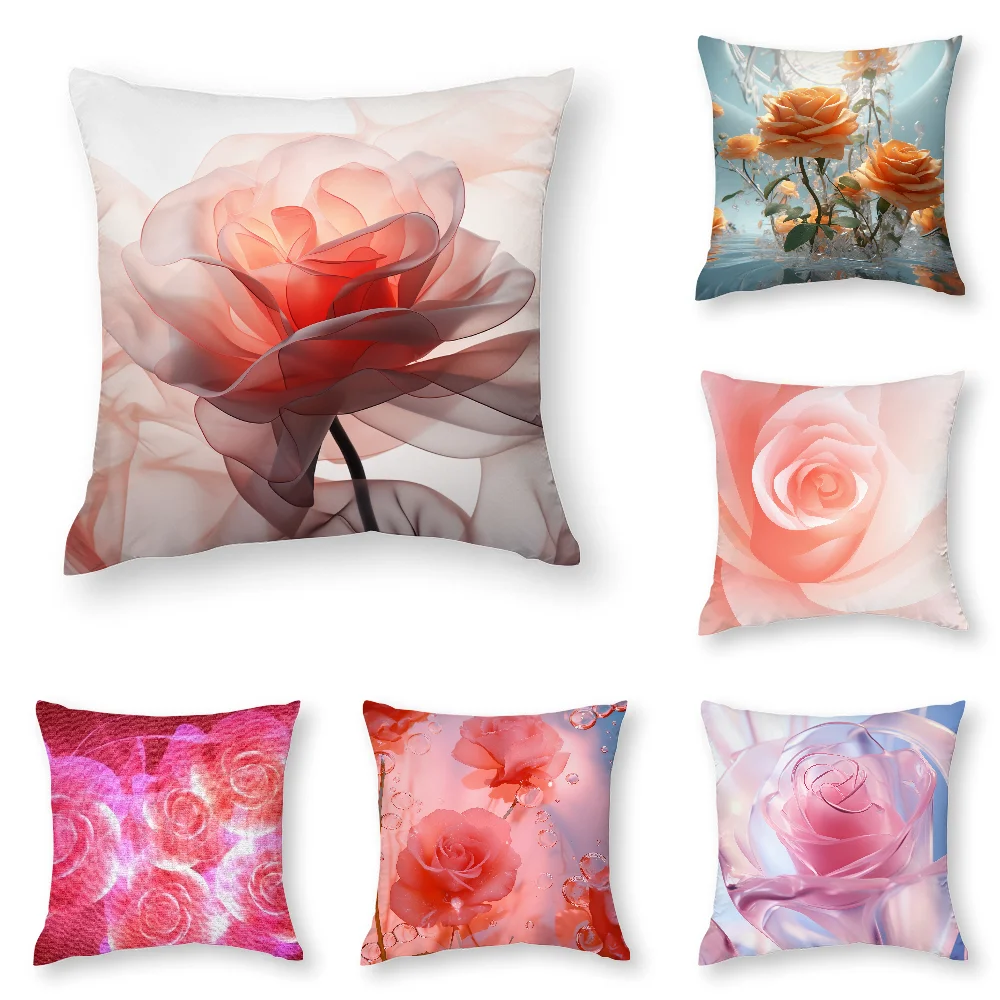 

Abstract Rose Flower Pillow Case 3D Print Polyester Fiber 40*40 cm Home Sofa Throw Pillow Cover Decoration Festival Gift