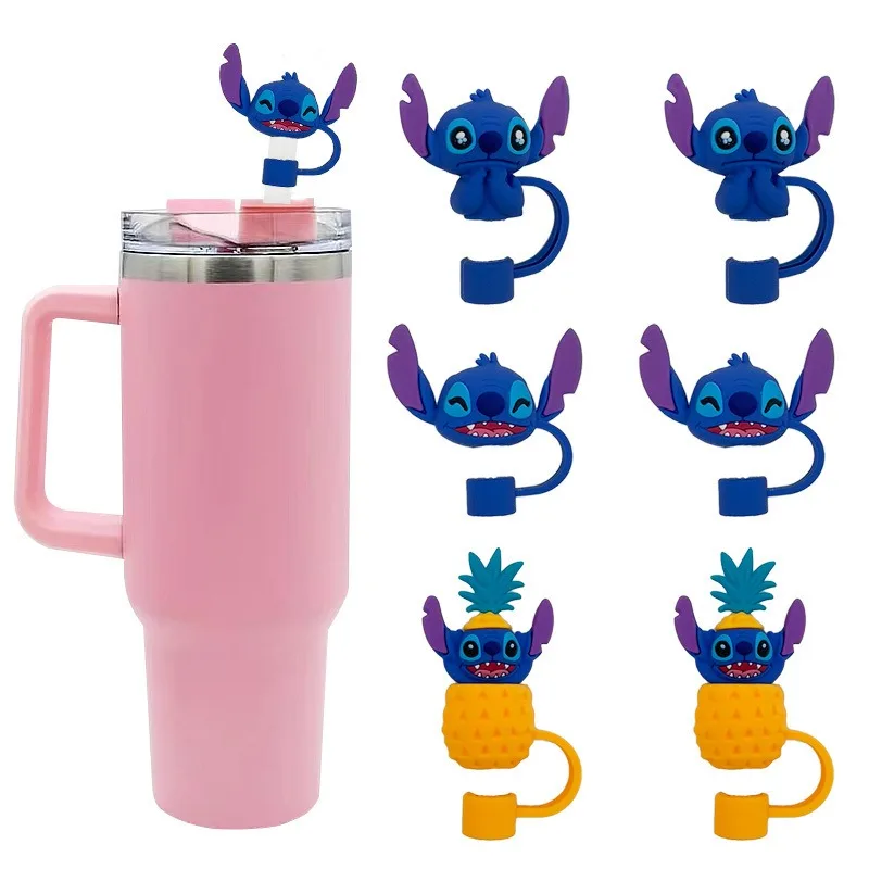 น่ารัก Lilo Stitch straw COVER สำหรับ Stanley แก้วทัมเบลอร์ถ้วยซิลิโคน Kawaii straw toppers Protector Cap สำหรับหลอด10mm