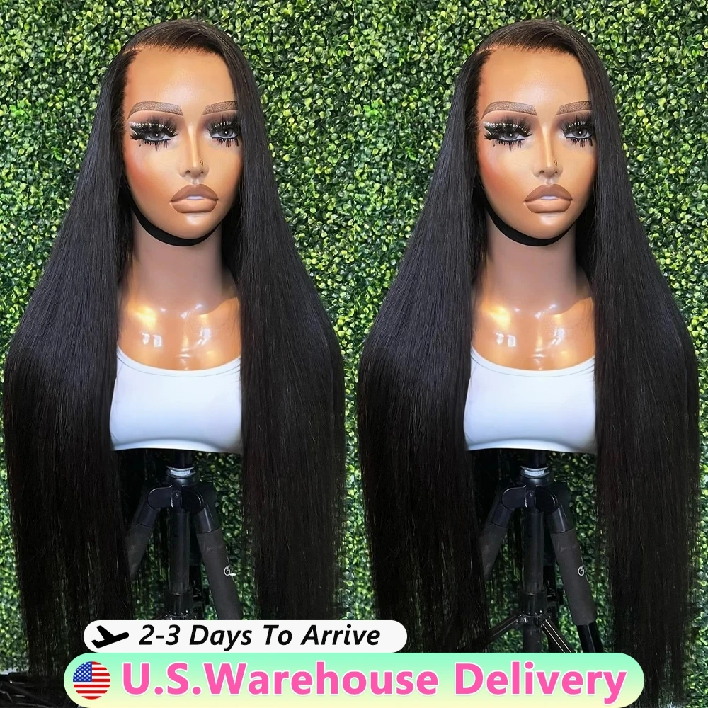 Glueless Wigs Human Hair Ready To Wear Bone Straight Human Hair Wigs 30 Inch Pre Cut 6X4 5X5 Hd Lace Closure Wig 100% Human Hair