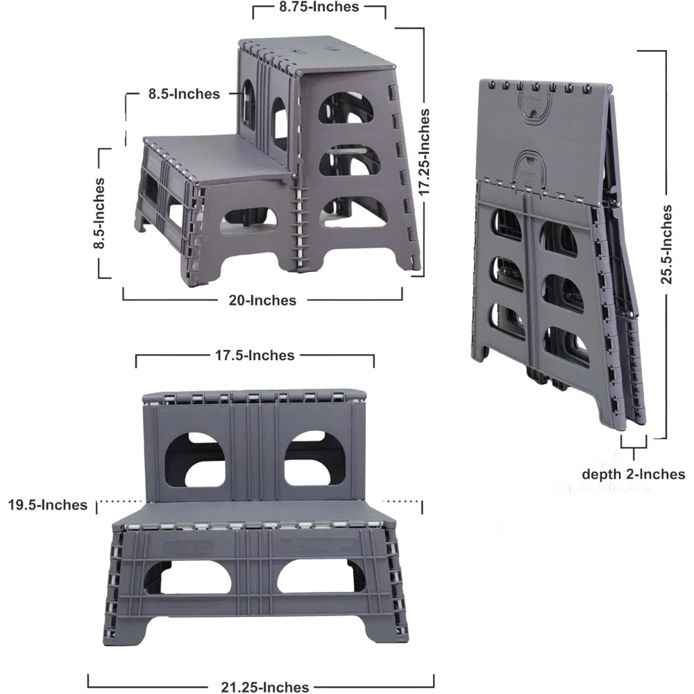 Taburete plegable ajustable para todas las edades: escalera portátil y plegable para uso doméstico